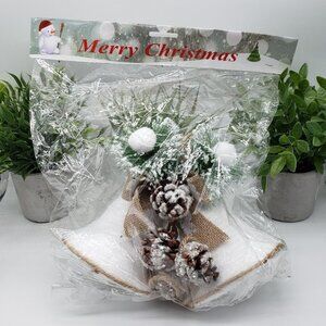 White Burlap Foam 10" NIB Vintage Christmas Bells Hanging Pendant Decoration